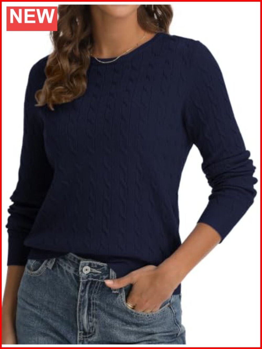 Cable Knit Sweater Womens Lightweight Long Sleeve Pullover